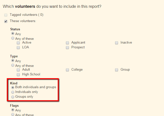 Image of the Include tab configured to include both Individual and Group records