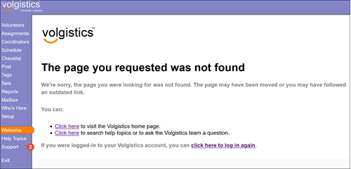 Image of Page Not Found Message
