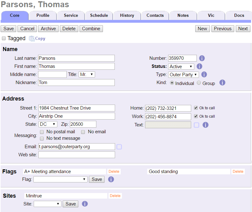 Image of Administrator View of Record