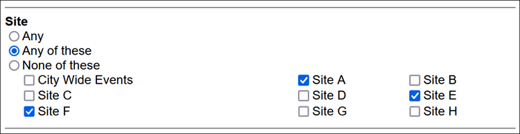 Image of Advanced Options Site Filter