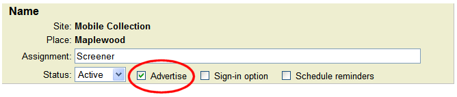 Advertise Checkbox