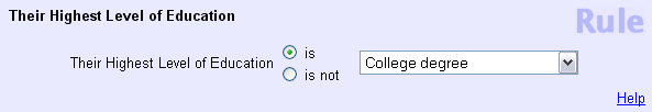 Example of Rule Set to Find Volunteers with College degree Selected