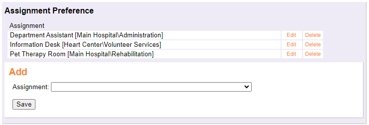 Assignment Preference box