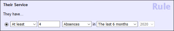 Image of Set to find volunteers with 4 or more absences in last 6 months
