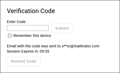 Image of Email Code Verification Page