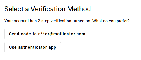 Image of Verification Method Selection Page