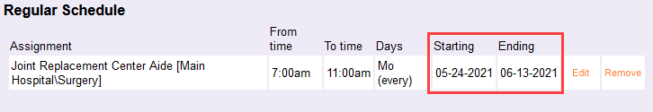 Image of Regular Schedule Box for Substitute