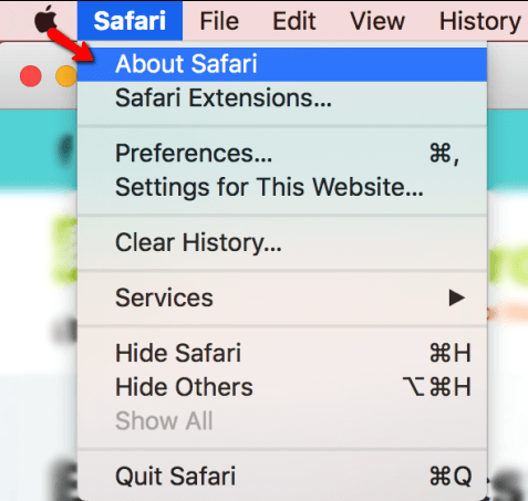 Image of About Safari on Menu