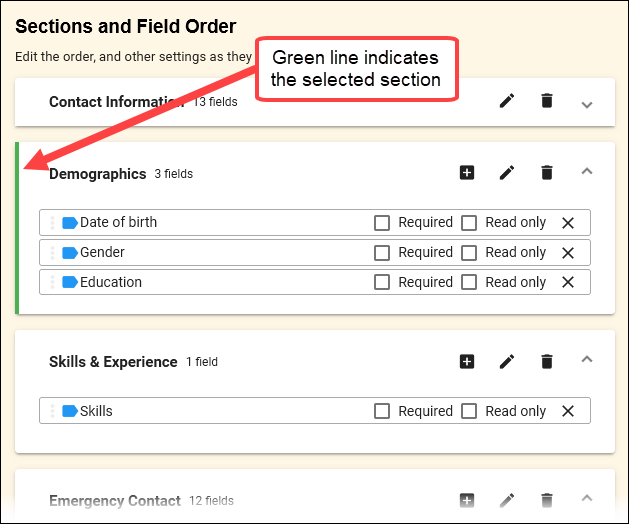 Demographics section is selected