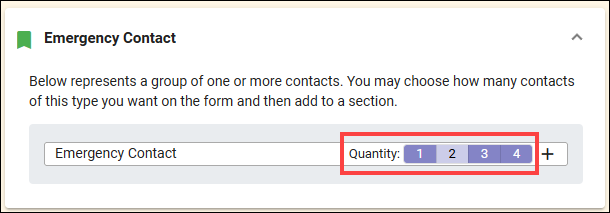 Emergency Contact Quantity field